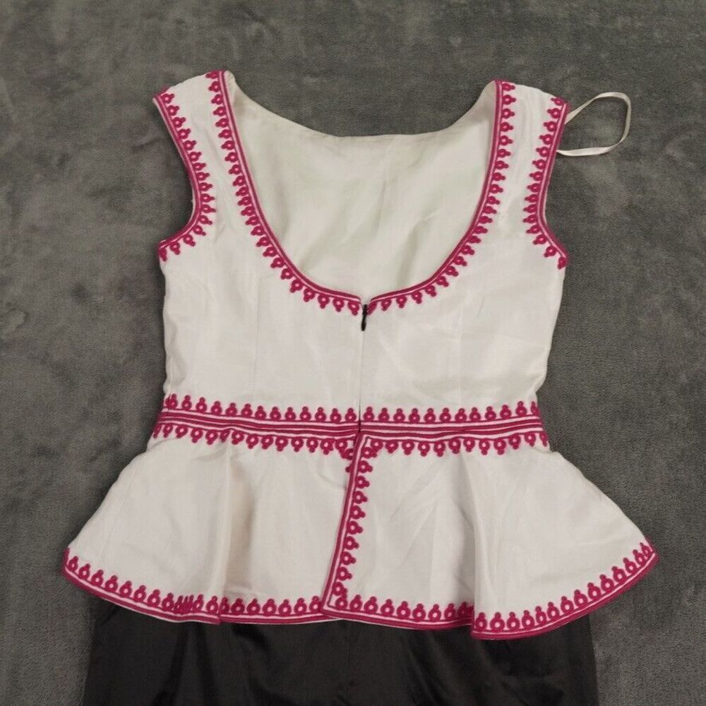 Pearl Georgina Chapman Dress Womens 2 White Black Mini Sleeveless Peplum Asian - Picture 5 of 12